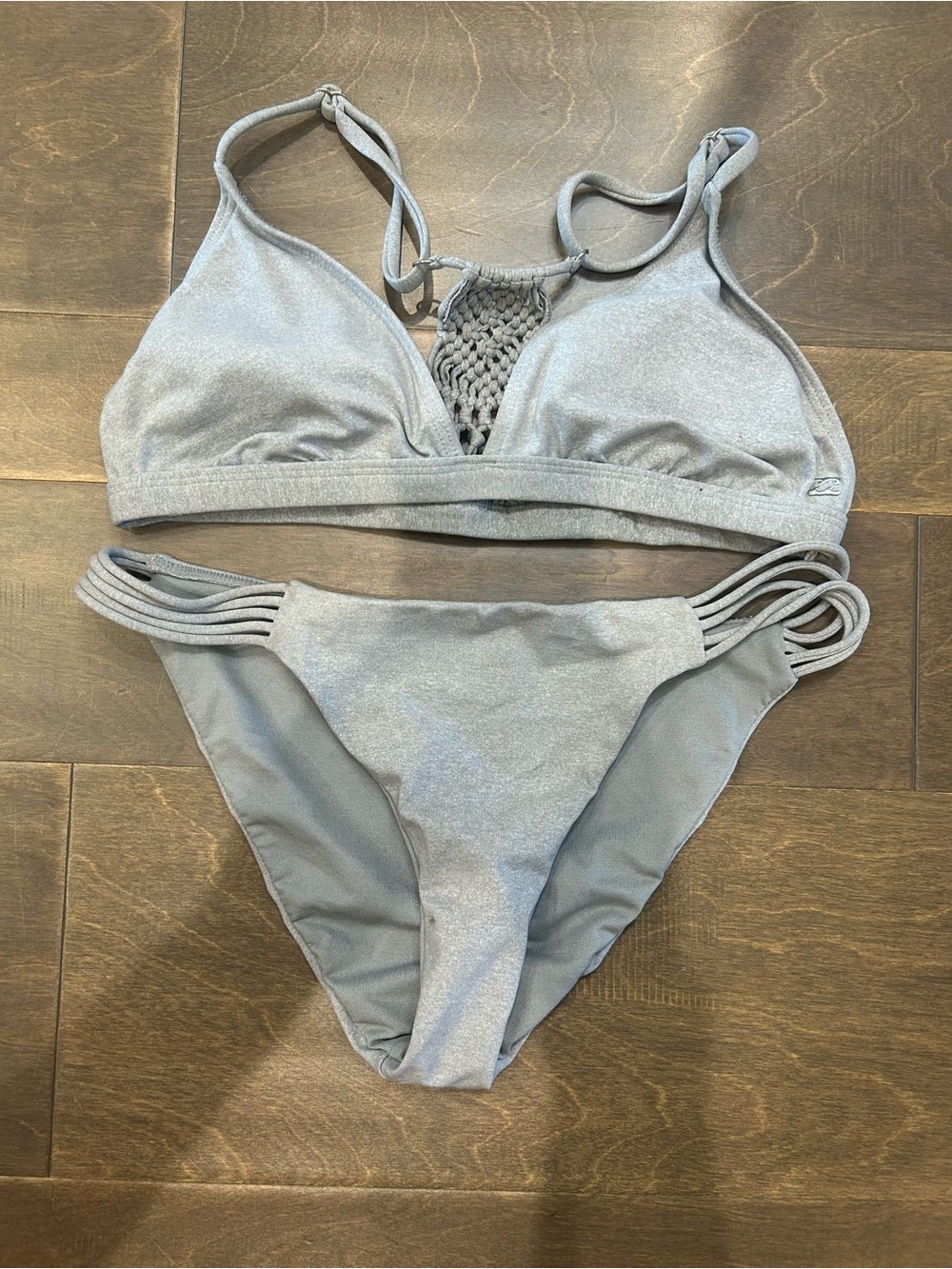 Billabong Light Gray Shimmer Macramé Triangle Bikini